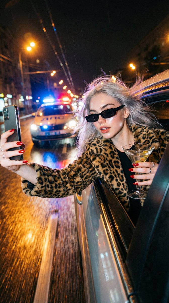 Ultra-Realistic Cinematic Night Street Selfie During a High-Speed Escape — output 1