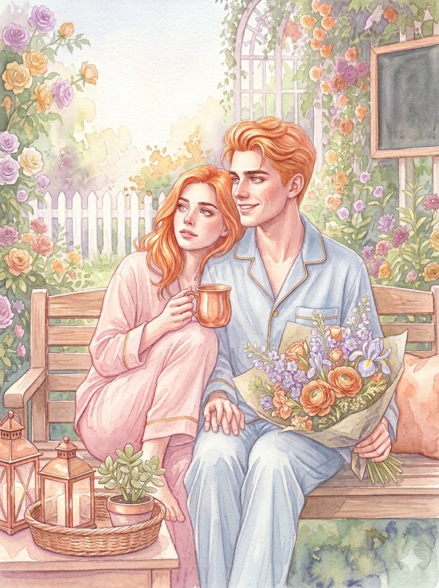 Comic / Storyboard - Romantic Garden Watercolor Illustration — output 1