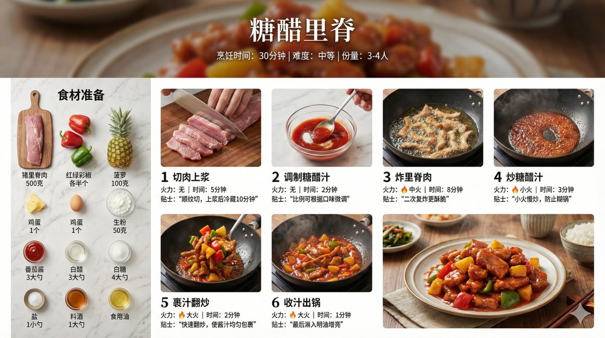Infographic / Edu Visual - Infographic Prompt for Sweet and Sour Pork Recipe — output 1