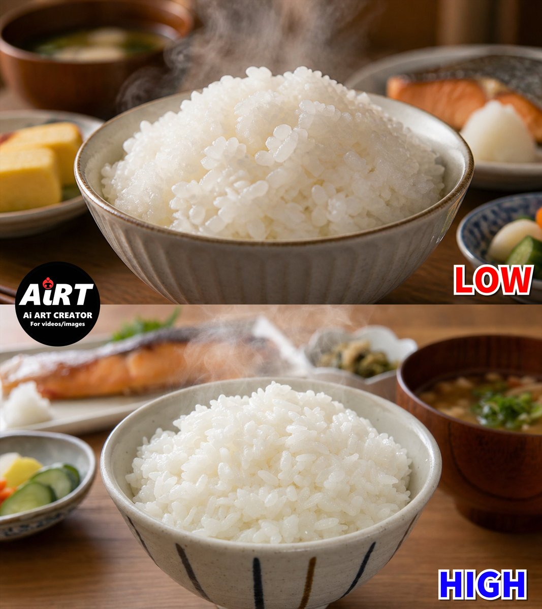 Infographic / Edu Visual - Steamed Rice Low High Comparison — output 1