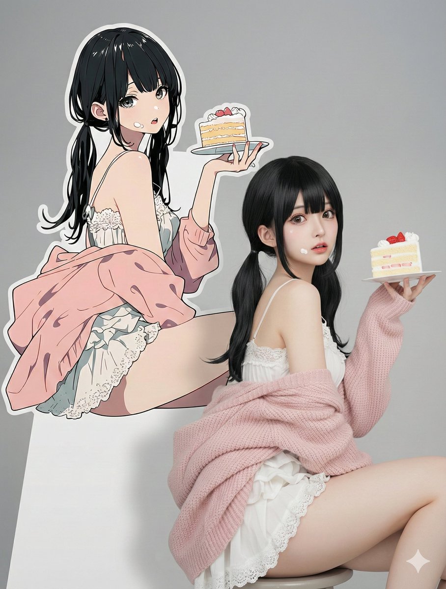 Studio photo with cardboard cutout prompt — output 1