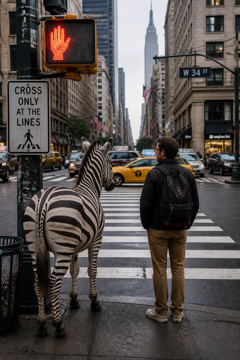 Social Media Post - Zebra at City Crosswalk — output 1