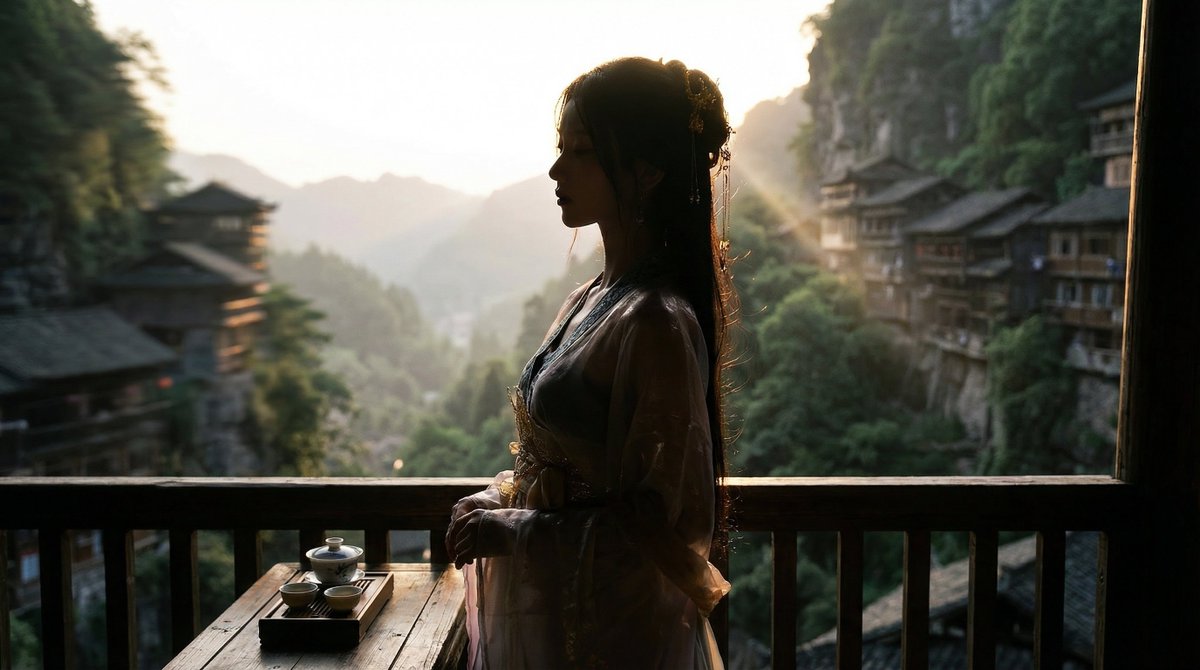 Classical Chinese Romance Landscape with Hanfu — output 1
