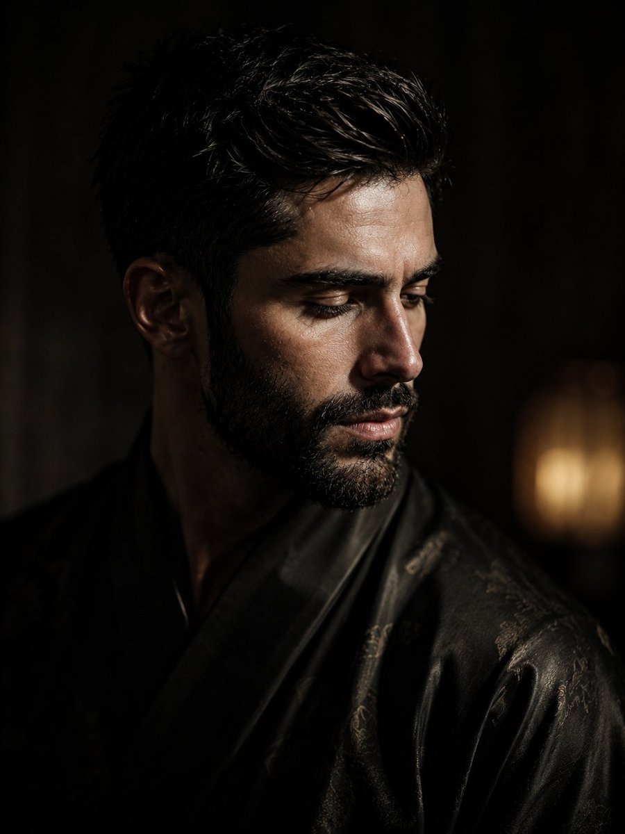 Profile / Avatar - Chiaroscuro Silk Robe Portrait — output 1