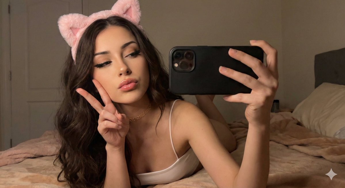 Profile / Avatar - Seductive Catgirl Selfie Portrait Prompt — output 1
