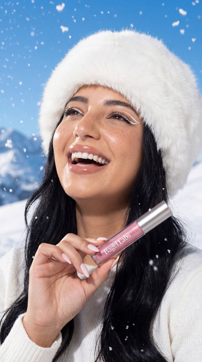 Ultra-Photorealistic Winter Beauty Ad Product Replacement — output 1