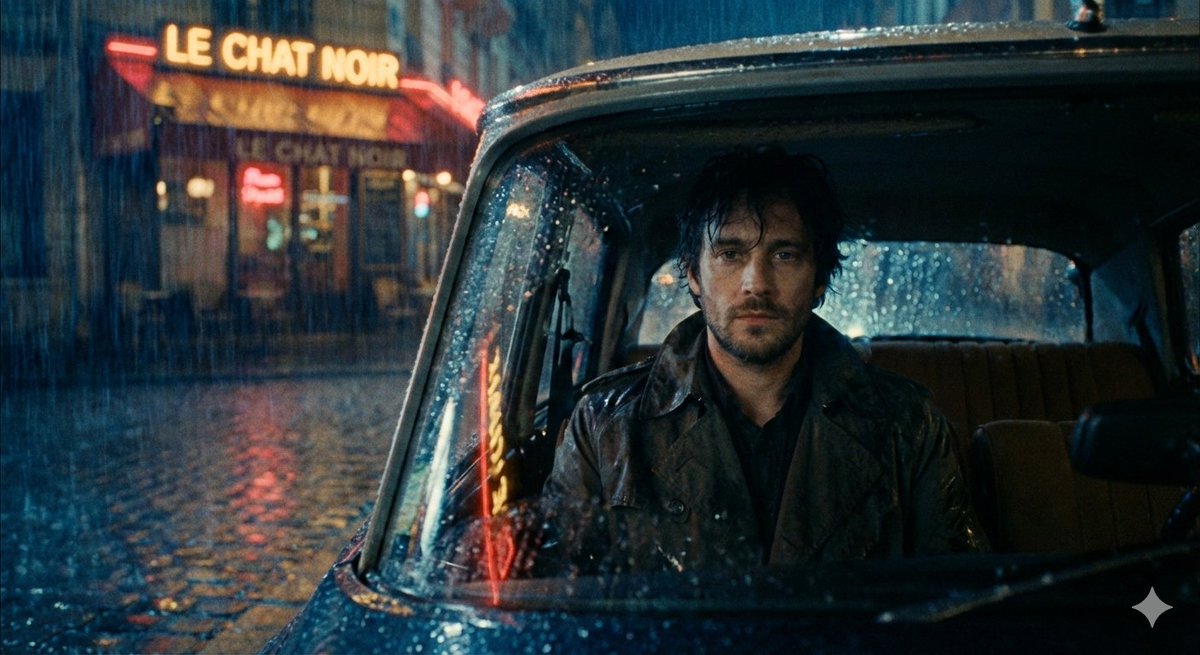 Moody cinematic Paris car scene — output 1