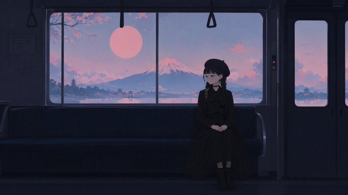 Comic / Storyboard - Anime Train at Dusk with Mount Fuji — output 1