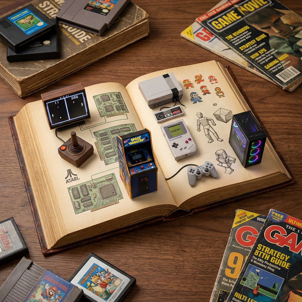 Infographic / Edu Visual - History of Gaming Diorama Book Template Prompt — output 1