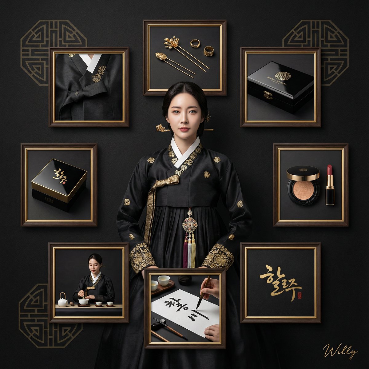 Luxury Black and Gold Korean Brand Identity Collage — output 1
