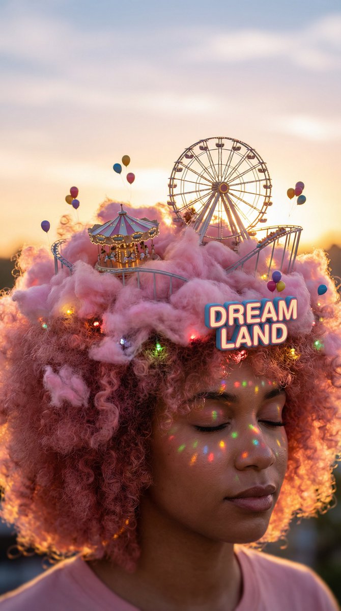 Head-top Diorama Prompt for Nano Banana Pro Agent V1.2 (Afro/Cloud Amusement Park) — output 1