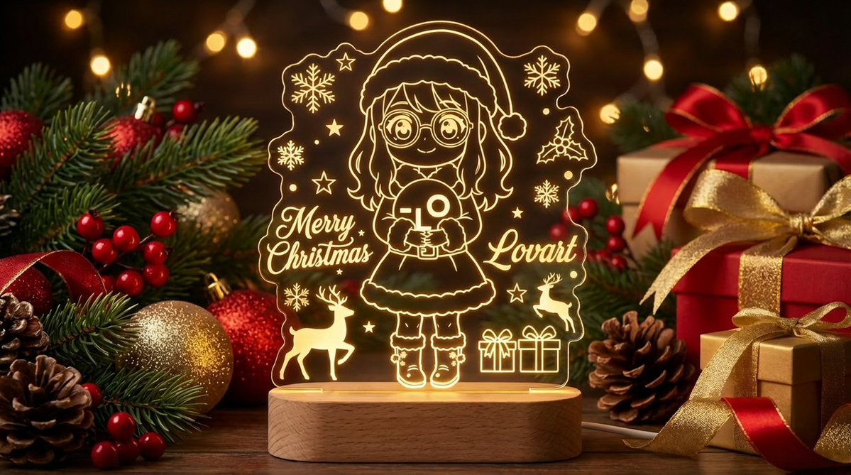 E-commerce Main Image - Laser Engraved Acrylic LED Stand Product Photography Prompt — output 1