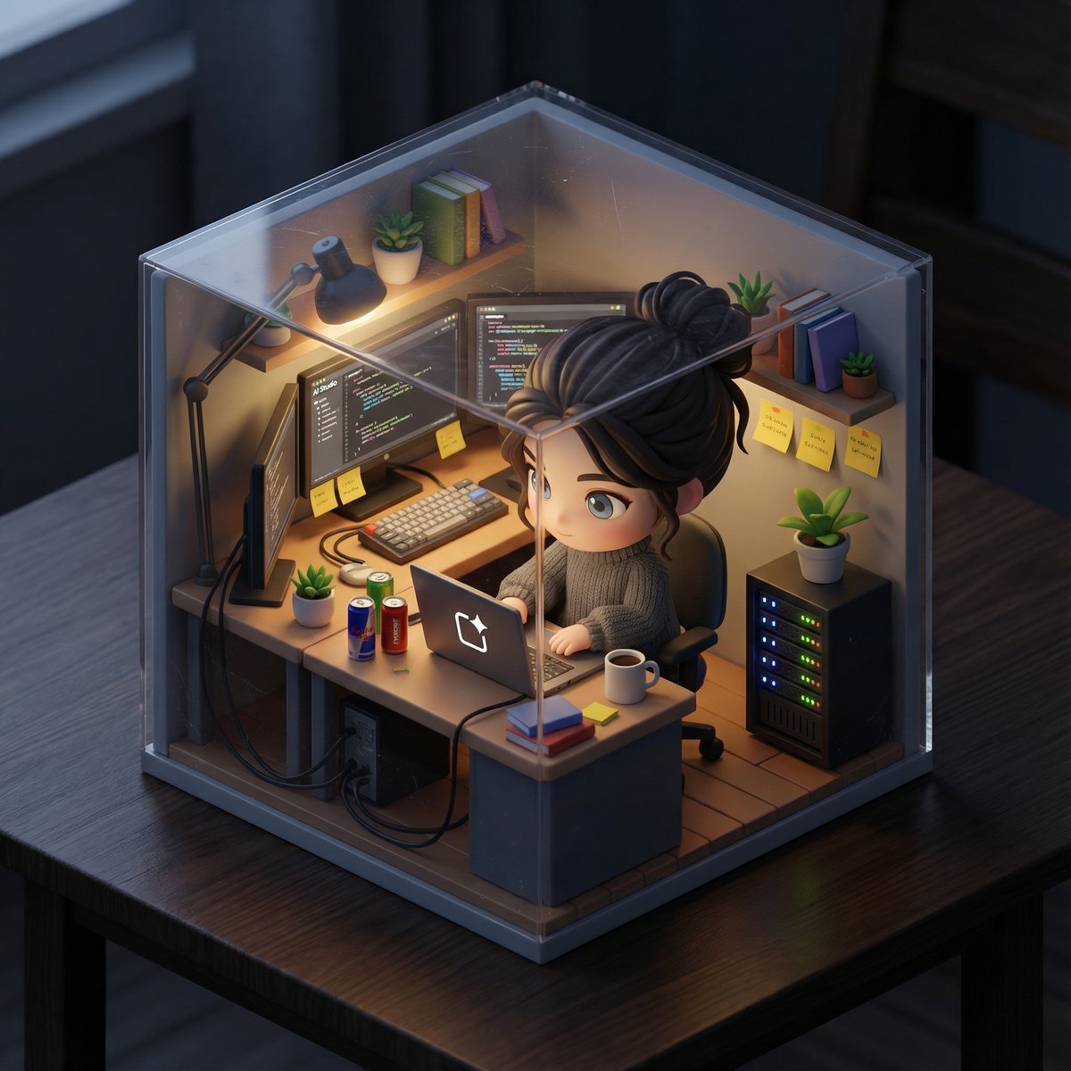 Cute Chibi Diorama Lamp Generator — output 1