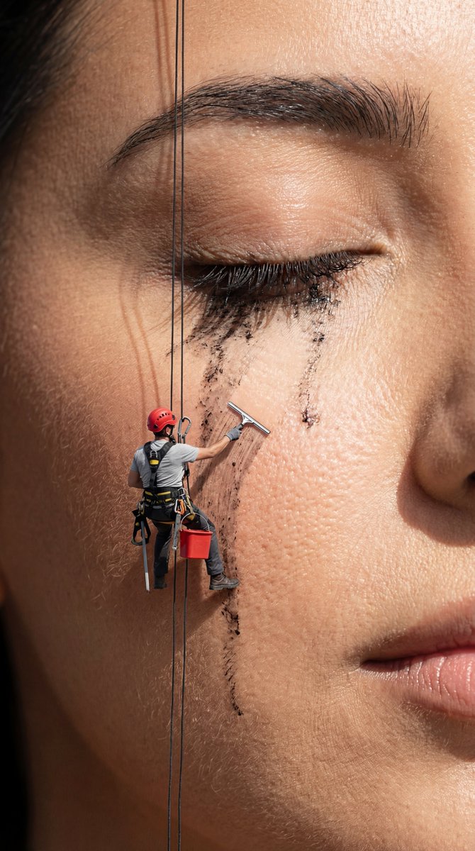 Surreal Macro Advertising Concept: Mascara Cleanup — output 1