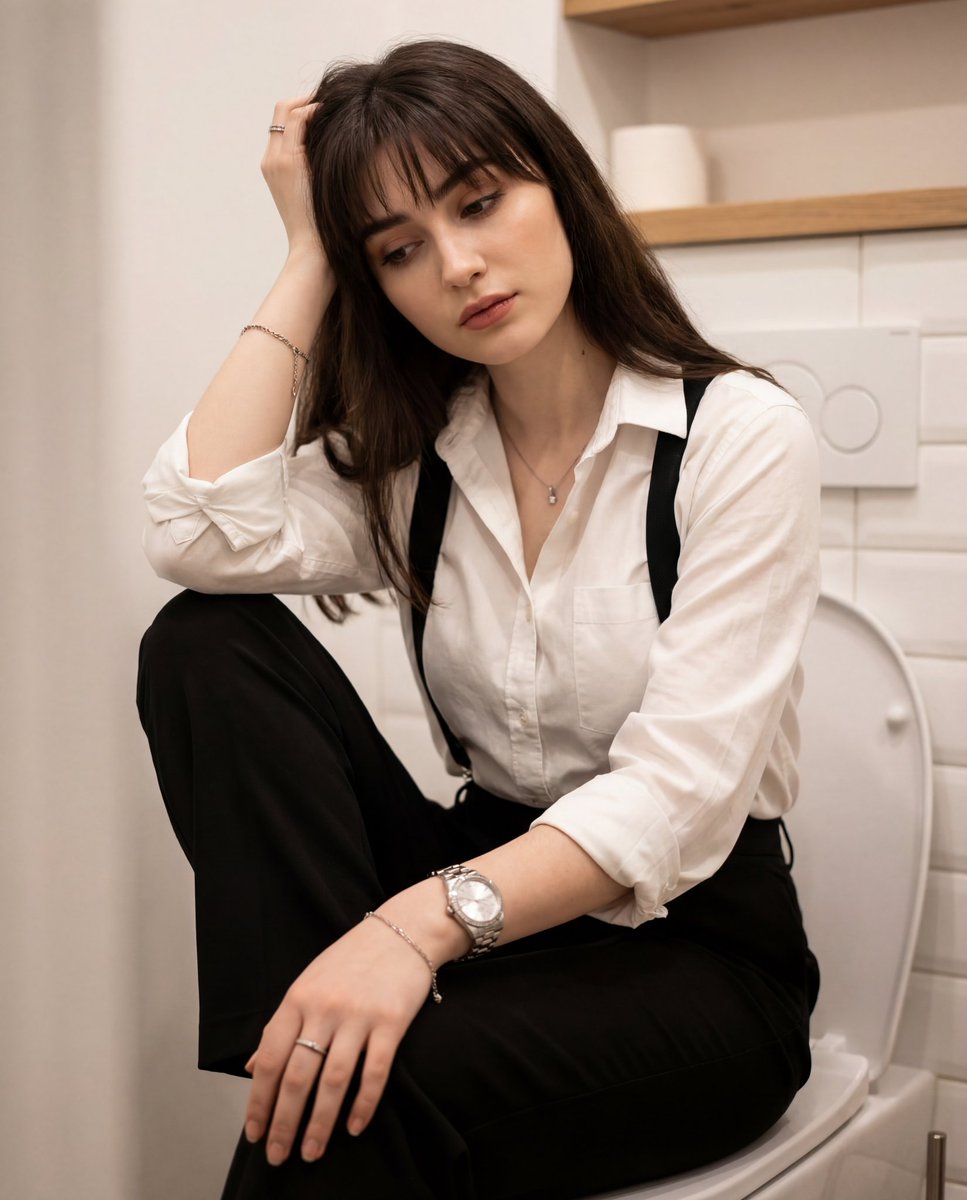Introspective Portrait in a Bathroom with Identity Lock — output 1