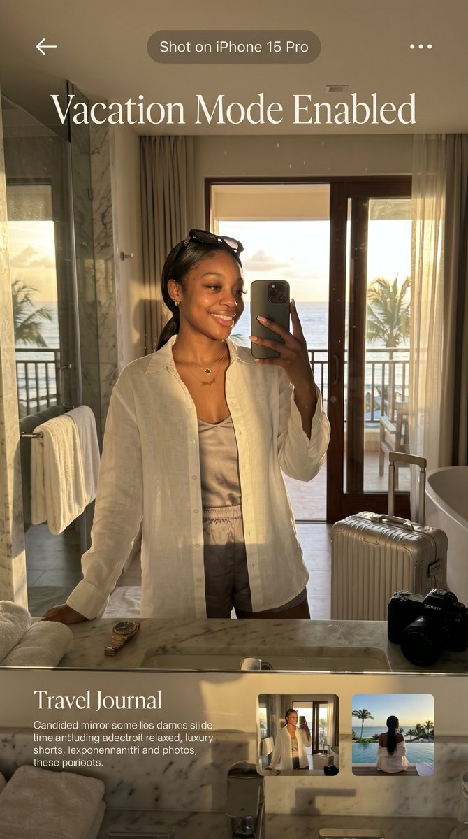 Social Media Post - Luxury Vacation Creator Mirror Selfie — output 1
