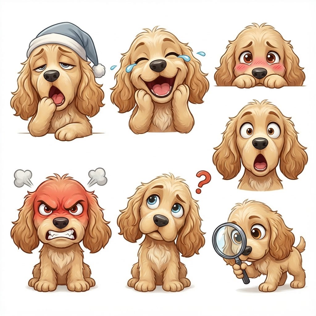 Infographic / Edu Visual - Kid-Friendly Emotion Illustrations (Cartoon Dog) — output 1