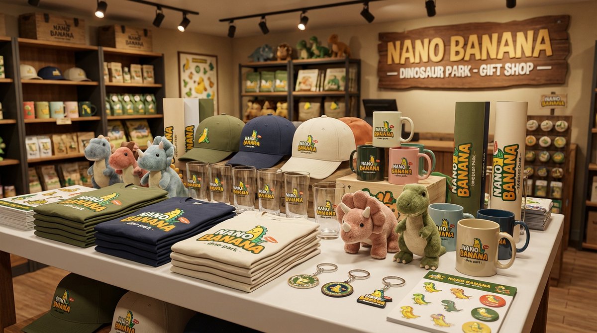 E-commerce Main Image - Dinosaur Park Gift Shop Merchandise Display — output 1