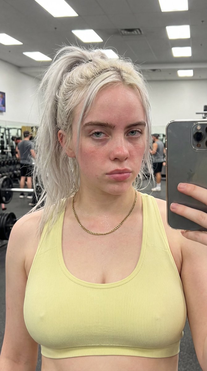 Profile / Avatar - Photorealistic Post-Workout Selfie Prompt (Sydney Sweeney Likeness) — output 1