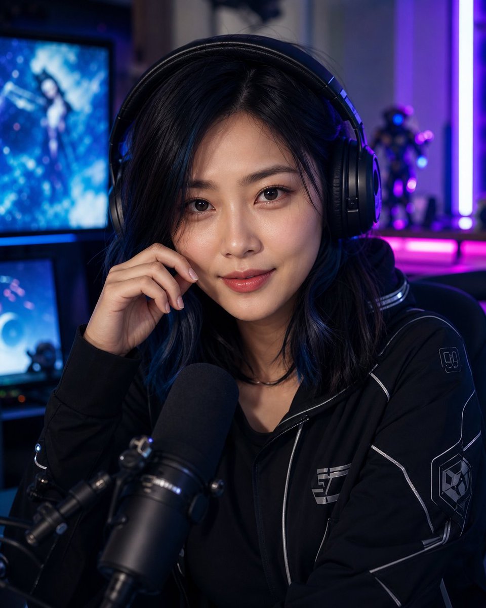 YouTube Thumbnail - Asian Digital Influencer Portrait — output 1