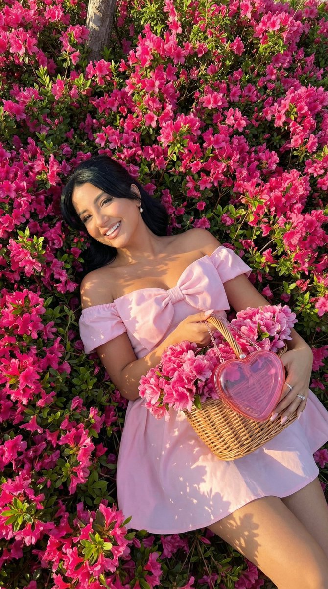 Social Media Post - Overhead Romantic Fashion Editorial in a Flower Field — output 1