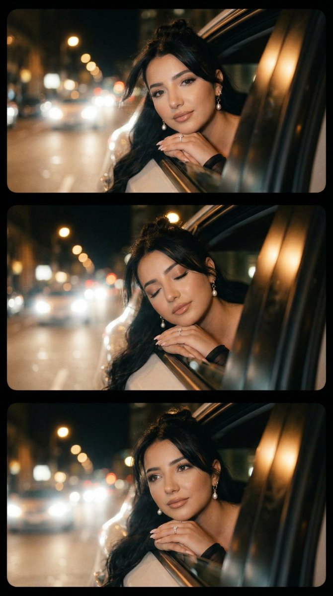 Comic / Storyboard - Cinematic Night Drive Filmstrip Prompt — output 1