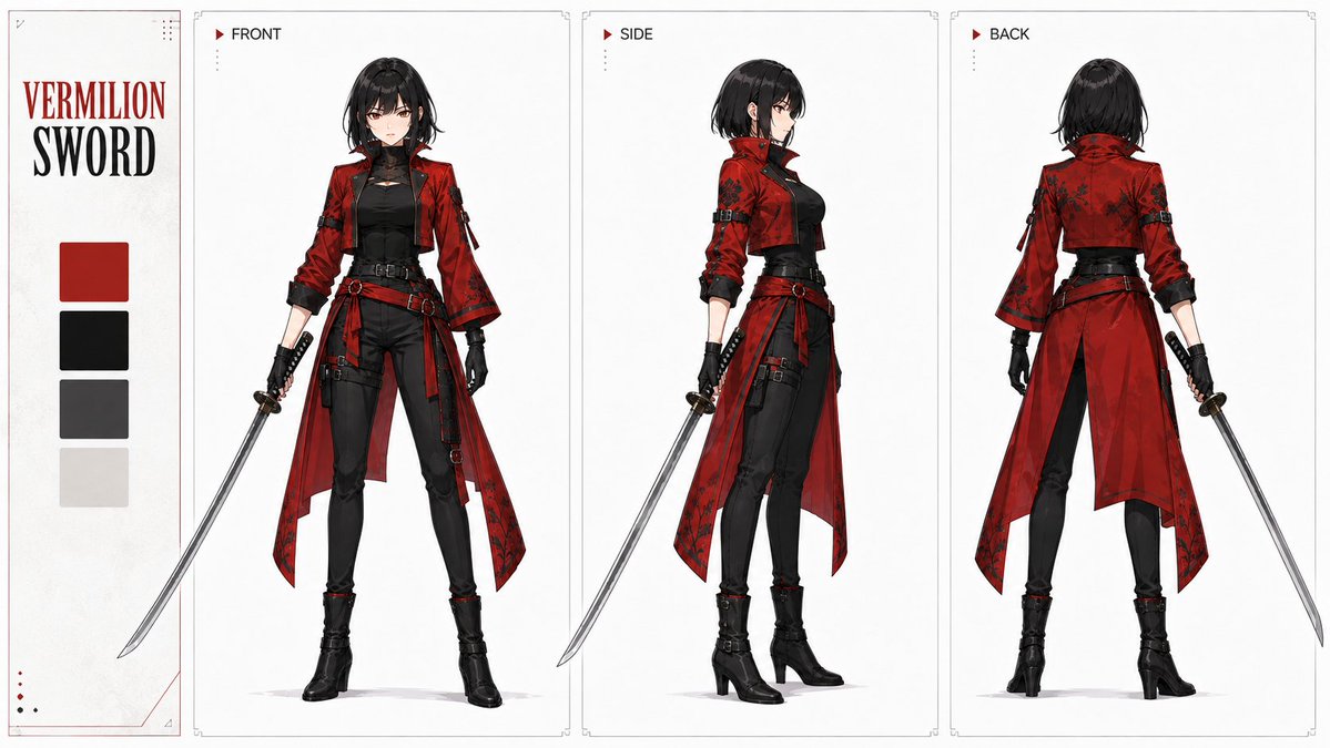 Game Asset - Vermilion Sword Character Concept Art — output 1