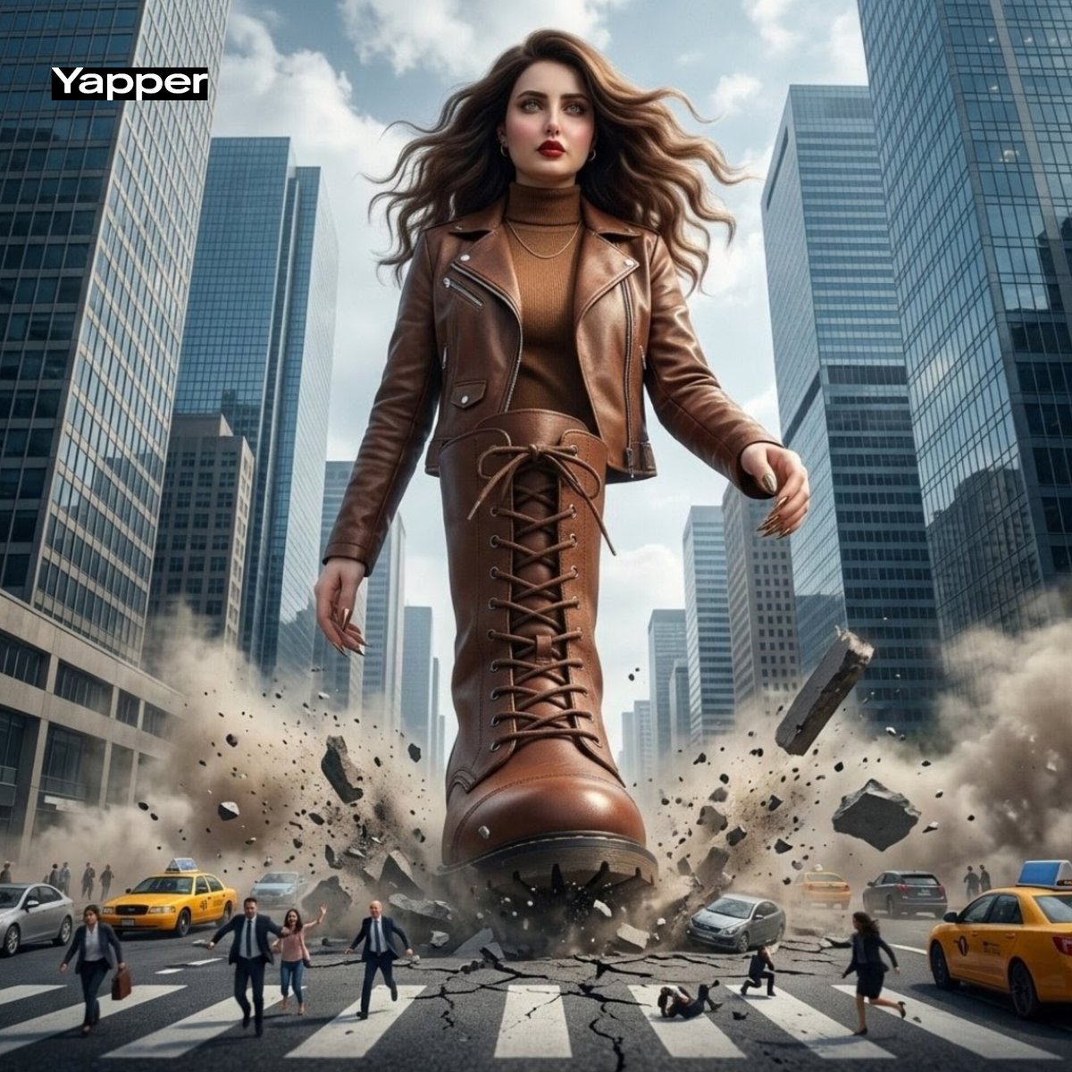 Game Asset - Giant Woman City Walk Video Prompt — output 1