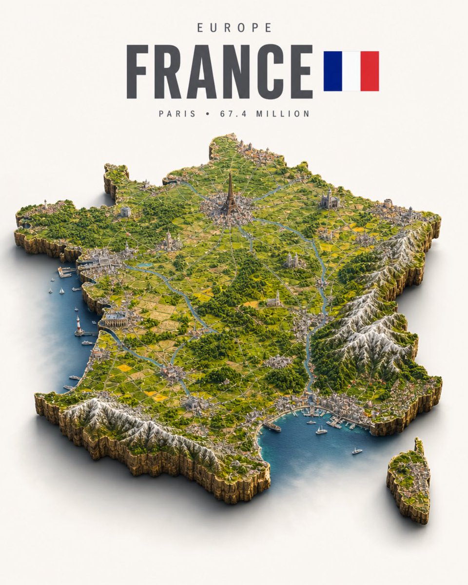 Infographic / Edu Visual - Isometric France Diorama Poster — output 1