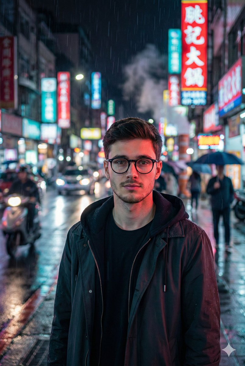 Photorealistic East-Asian Neon Night Portrait Prompt — output 1