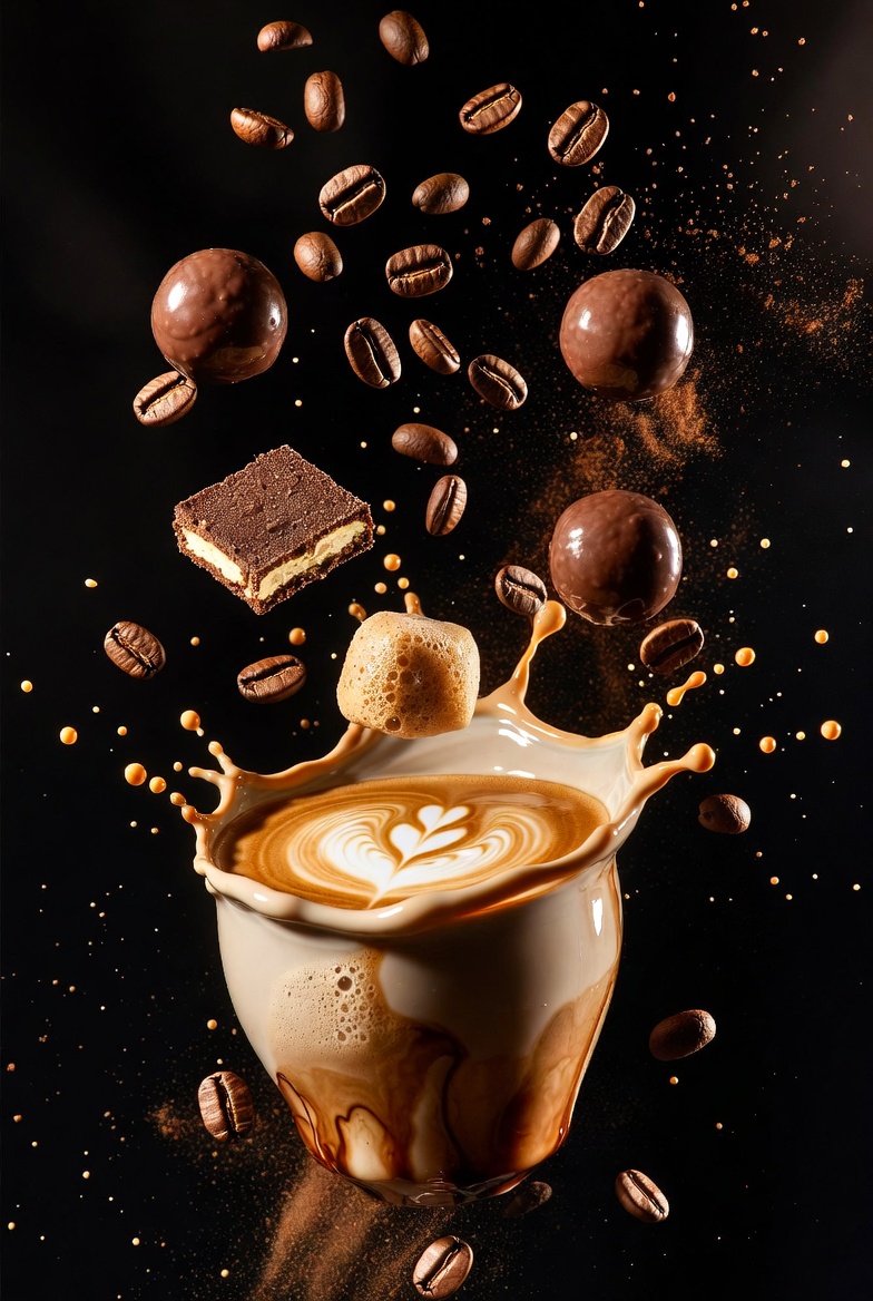 E-commerce Main Image - Ultra-Cinematic Splash Photography of Coffee and Chocolate — output 1