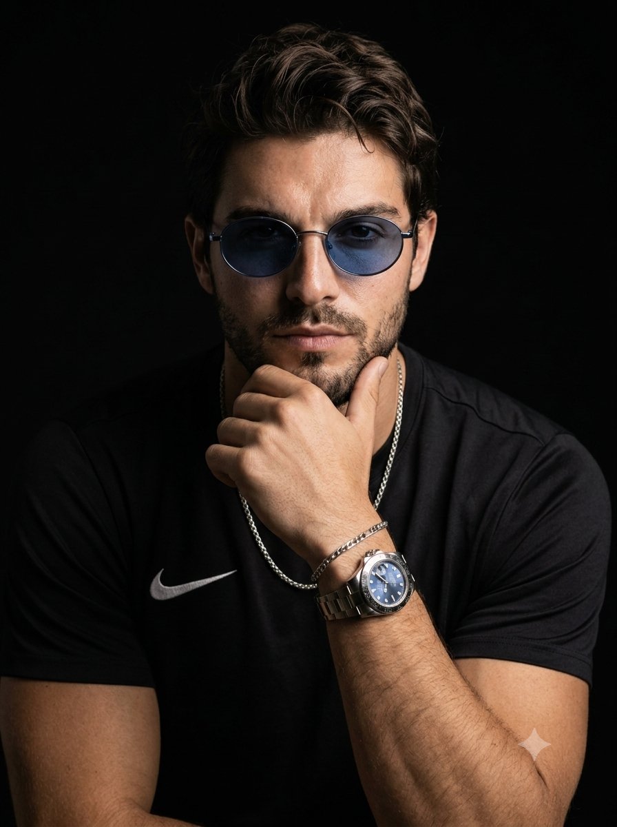 Profile / Avatar - Moody Male Studio Portrait with Sunglasses — output 1