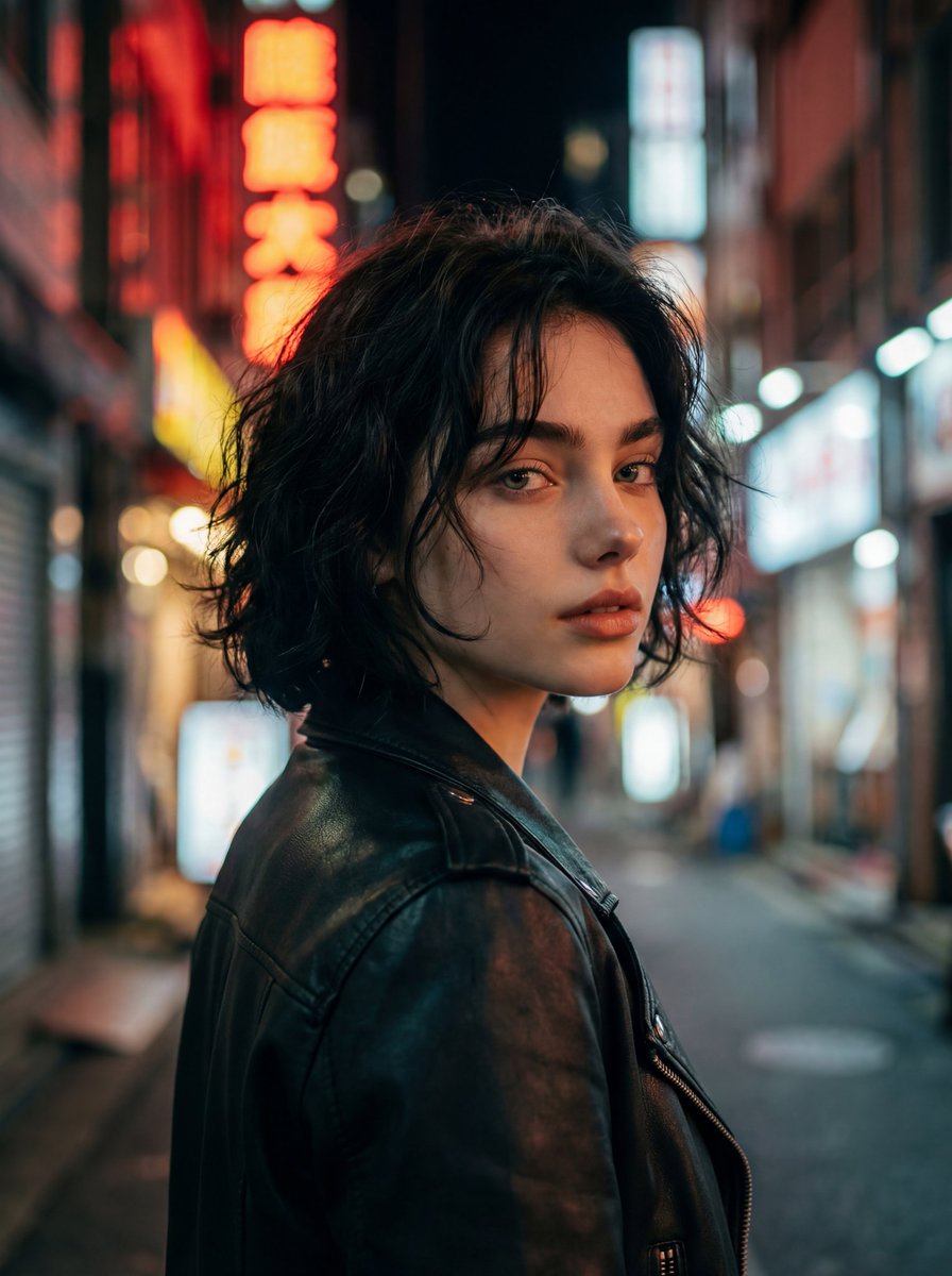 Cinematic Night Street Portrait — output 1