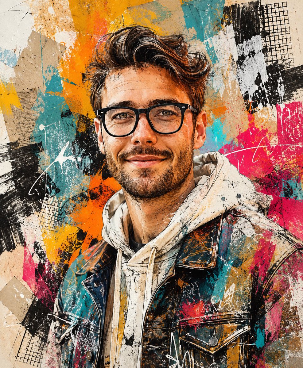 Social Media Post - Handcrafted Mixed Media Portrait Painting — output 1