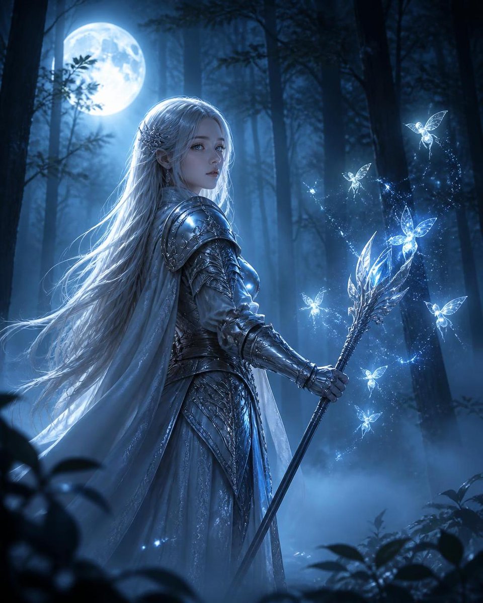 Comic / Storyboard - Silver-haired Warrior in Moonlight Forest — output 1
