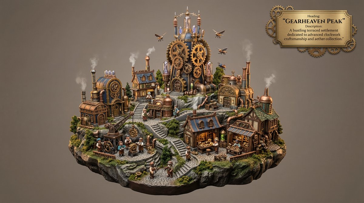 Game Asset - Whimsical Mono-Punk Floating Miniature Diorama Generator — output 1