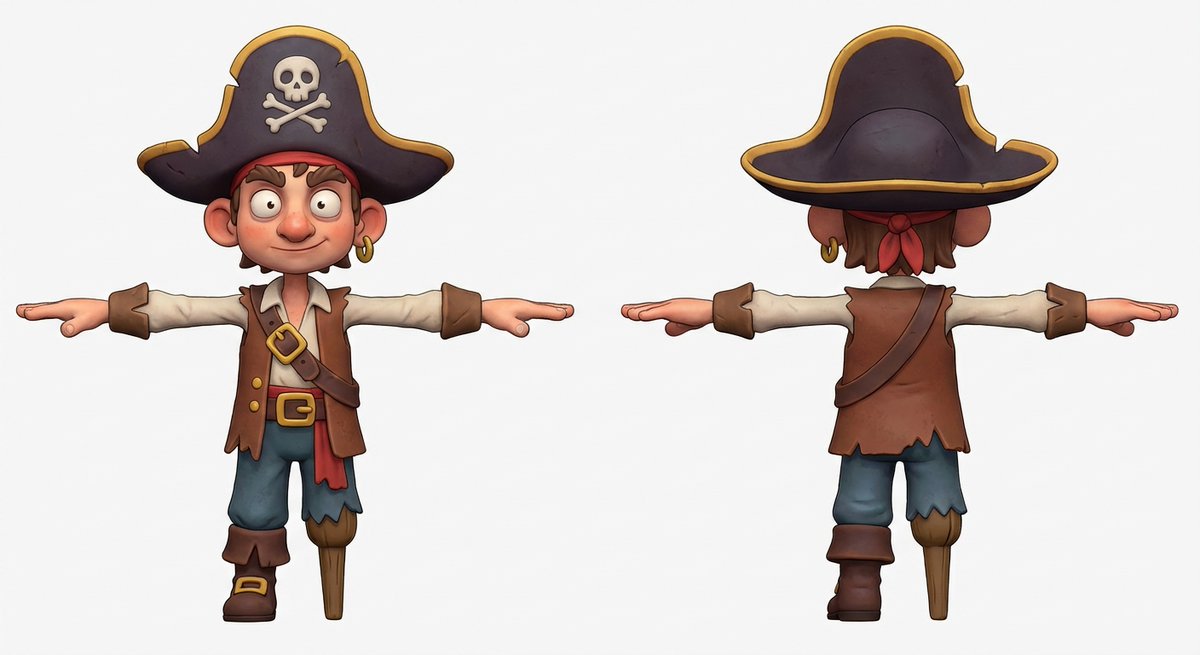 Game Asset - 3D Pirate Character in T-Pose for Modeling — output 1