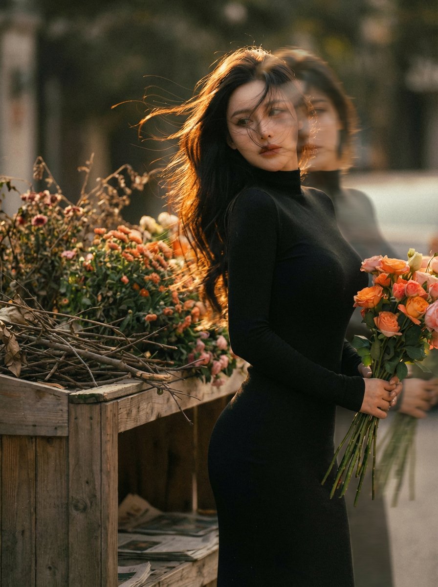 Dreamy Double Exposure Portrait with Sunset Light — output 1