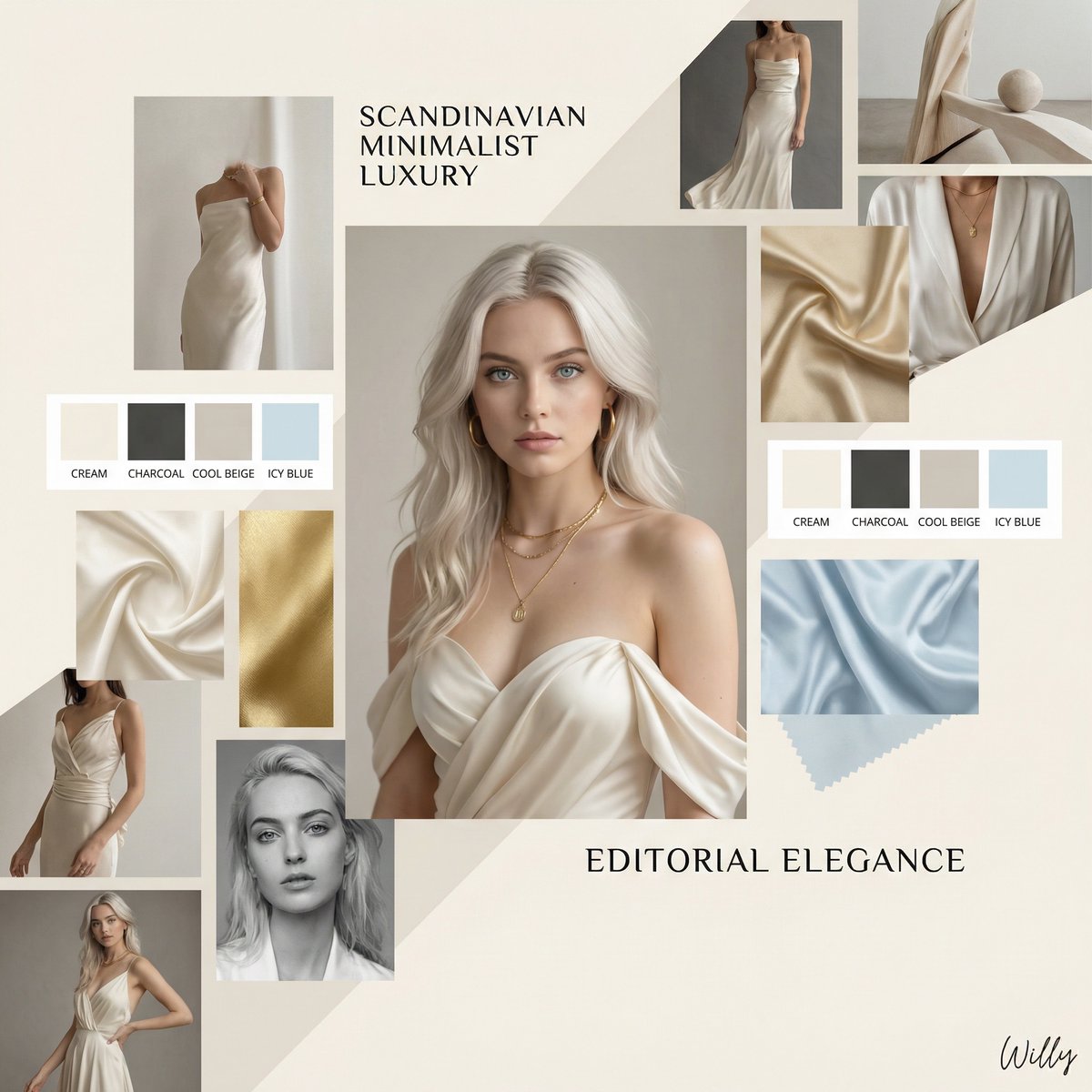 Luxury Fashion Portrait with Mood Board Layout — output 1