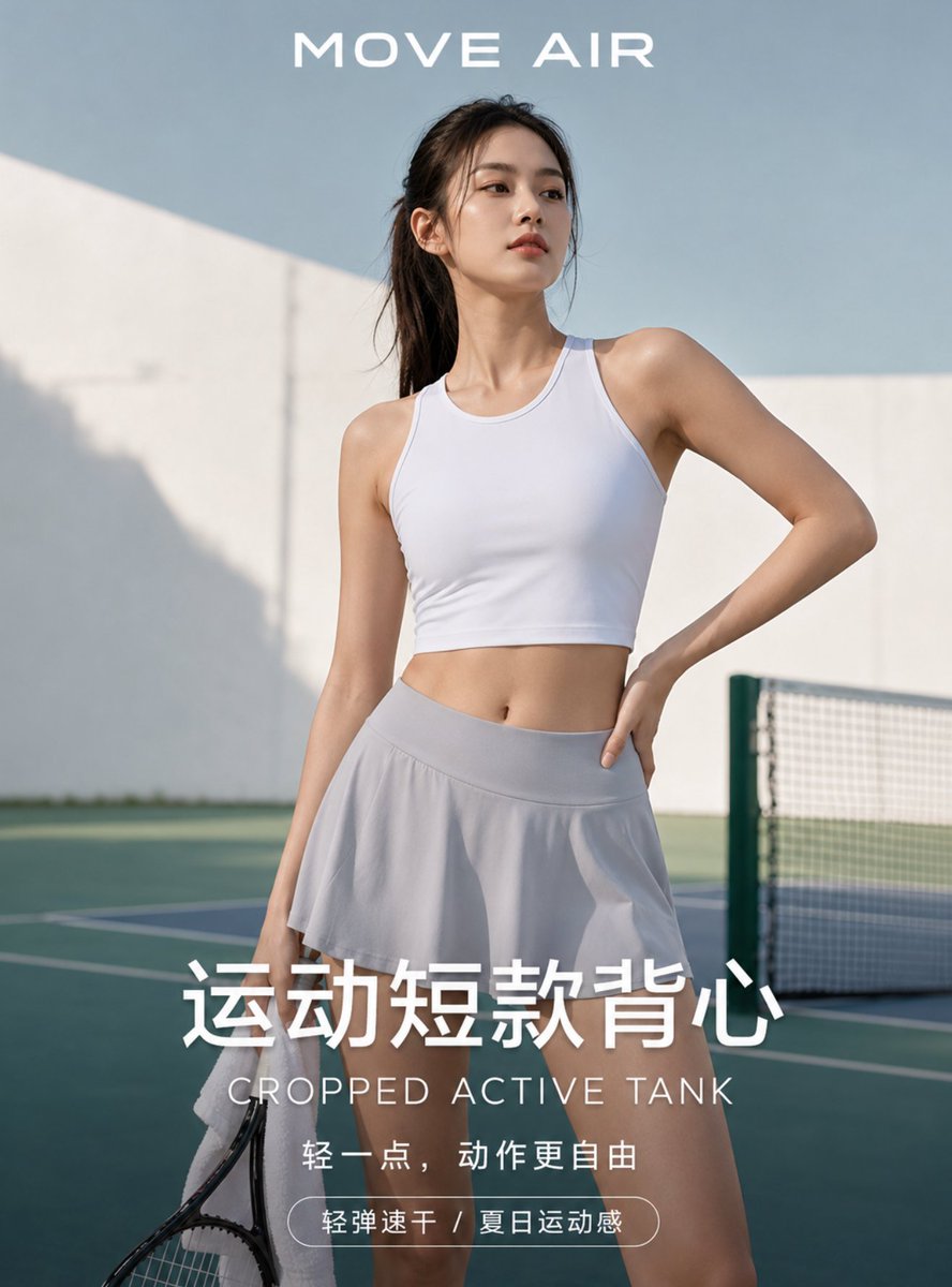 Product Marketing - Tennis Court Activewear Fashion Poster — output 1