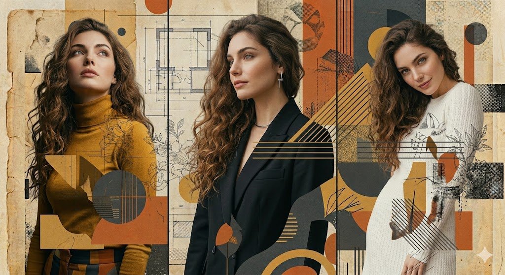 Product Marketing - Three-Panel Mixed-Media Fashion Composition — output 1
