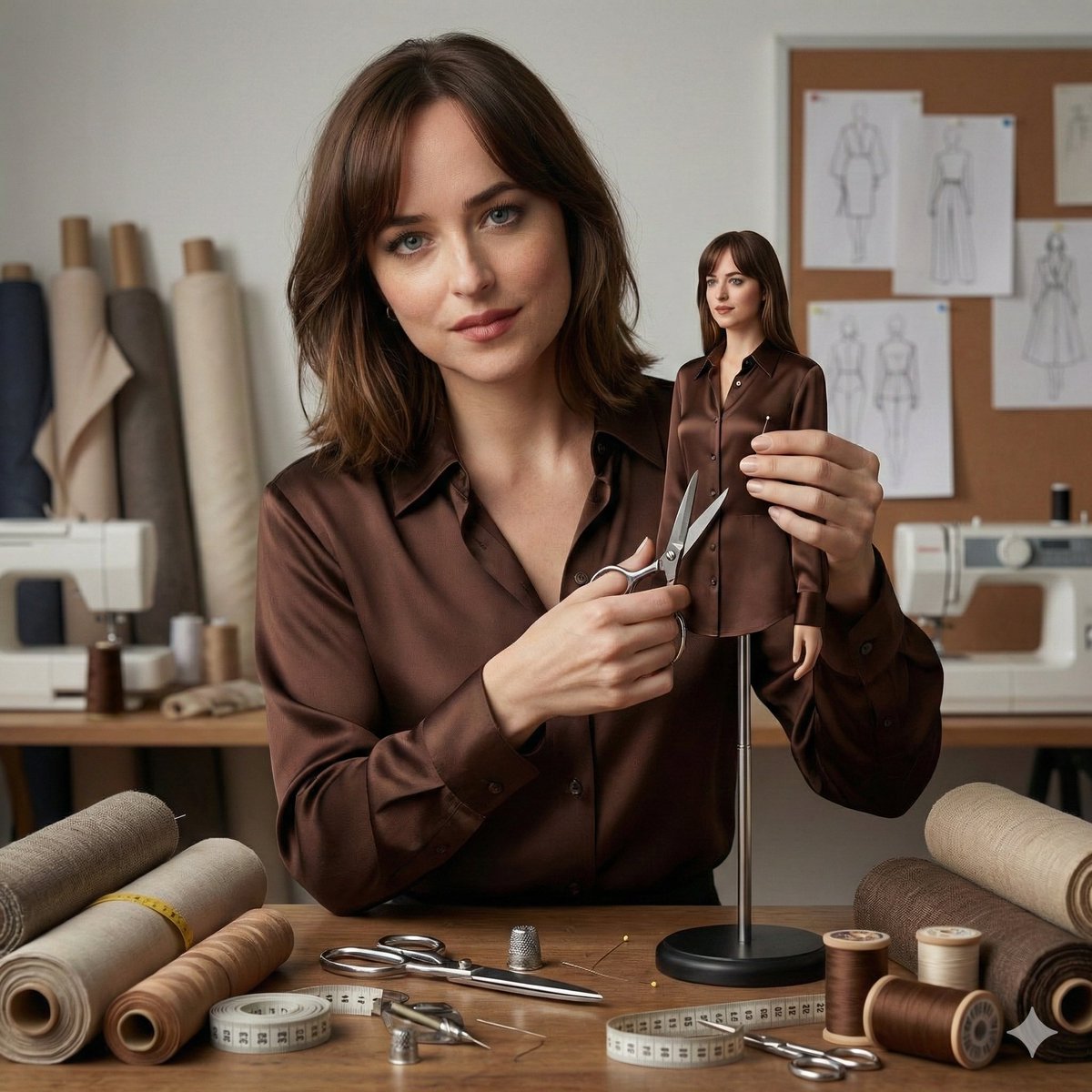 Cinematic Portrait of Tailor and Miniature Mannequin — output 1