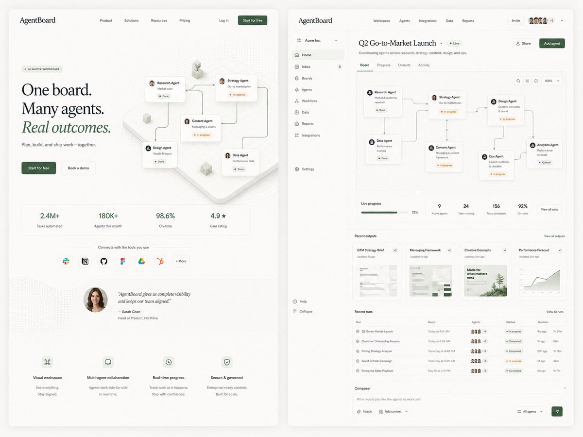 Product Marketing - AgentBoard SaaS Landing and Dashboard UI — output 1