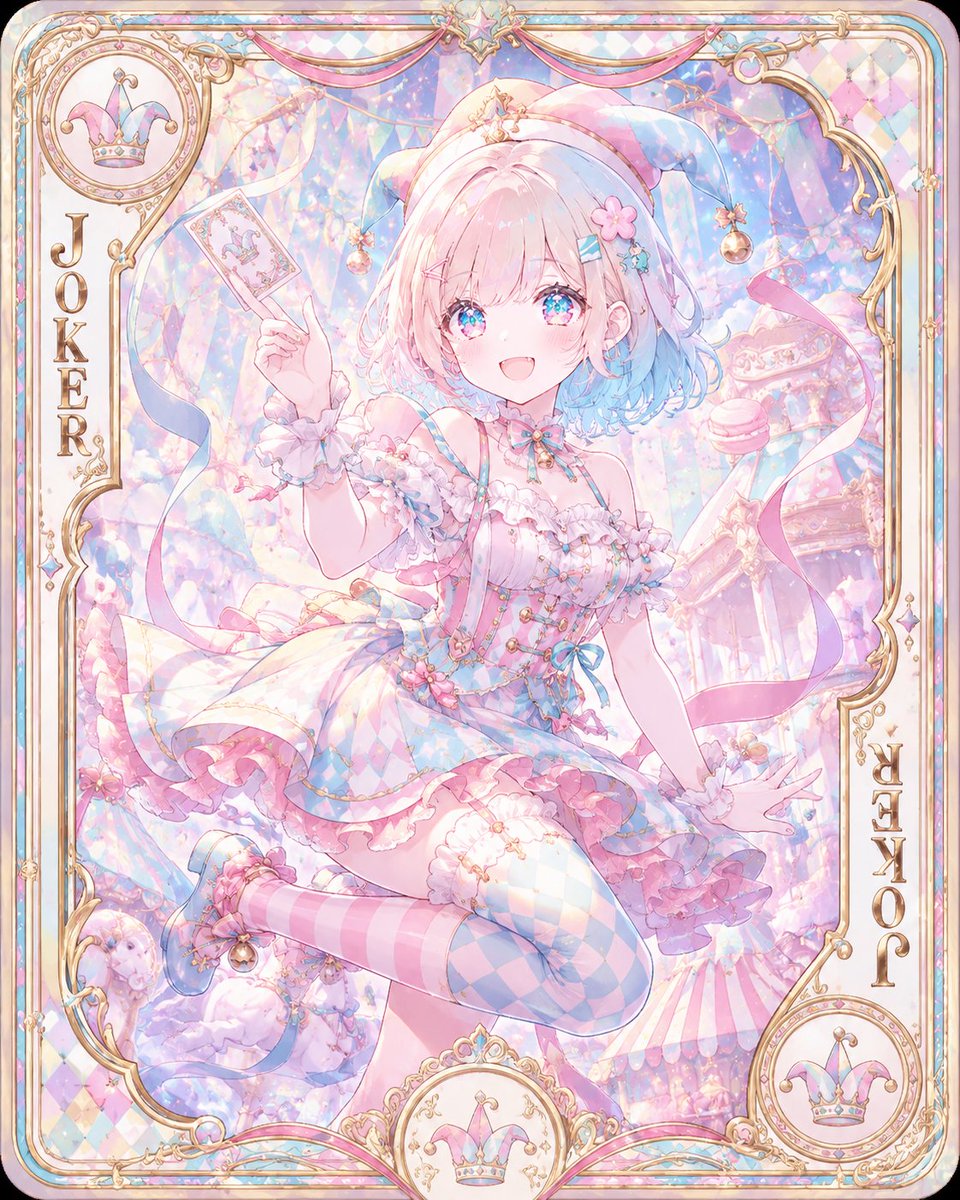 Game Asset - Pastel Anime Joker Playing Card — output 1