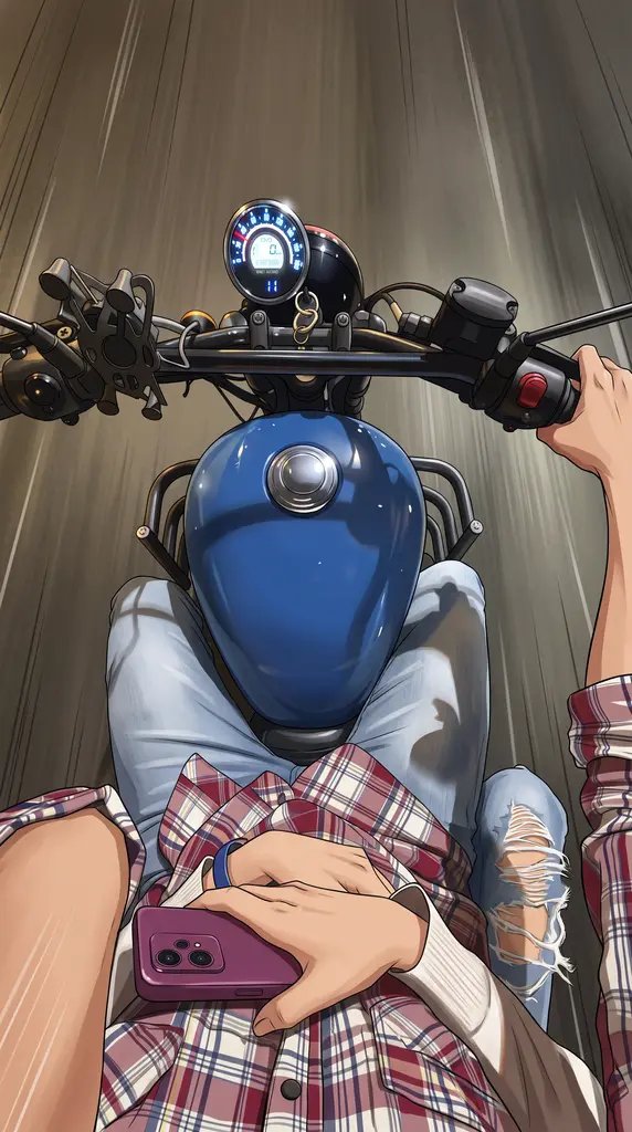 Comic / Storyboard - Motorcycle POV Anime Illustration — output 1