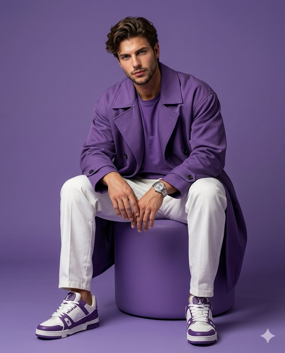 Profile / Avatar - Monochromatic Purple Fashion Editorial — output 1