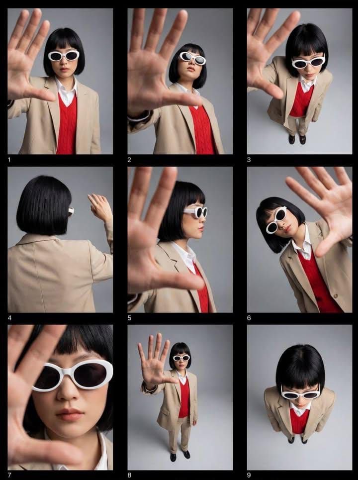 Editorial Fashion Contact Sheet with Perspective Distortion — output 1