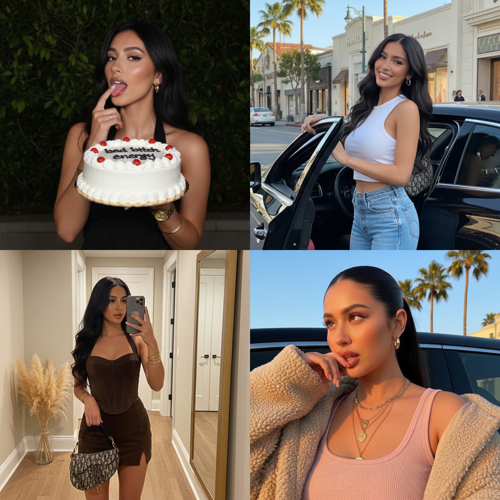 YouTube Thumbnail - Glamorous Influencer Birthday Collage (2x2 Grid) — output 1