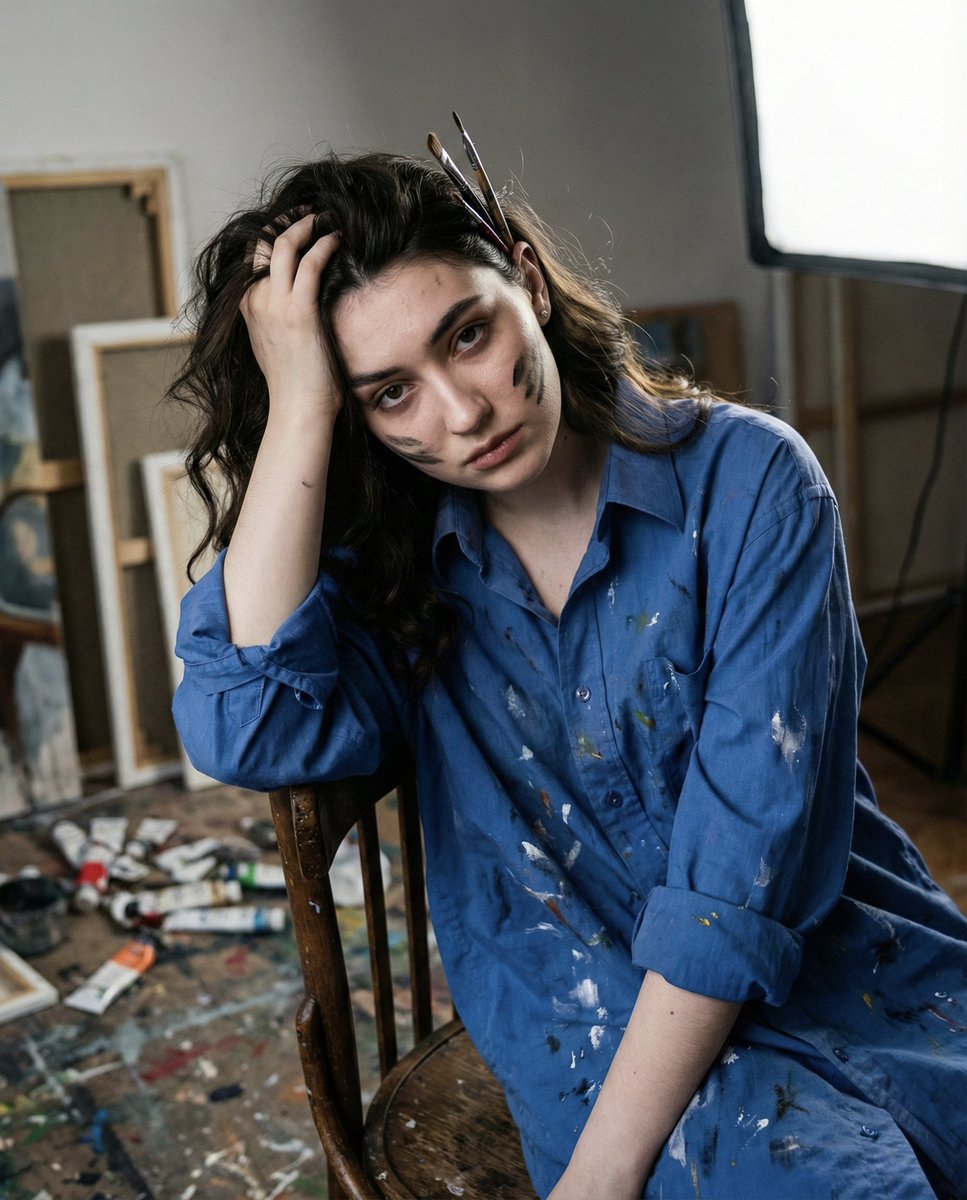 Chiaroscuro Portrait of an Exhausted Artist — output 1