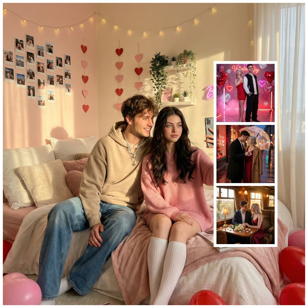 Social Media Post - Gen Z Valentine's Day Bedroom Scene Prompt — output 1